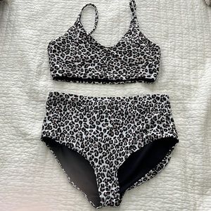 Albion Cheetah Print 2 Piece High Waisted Swimsuit